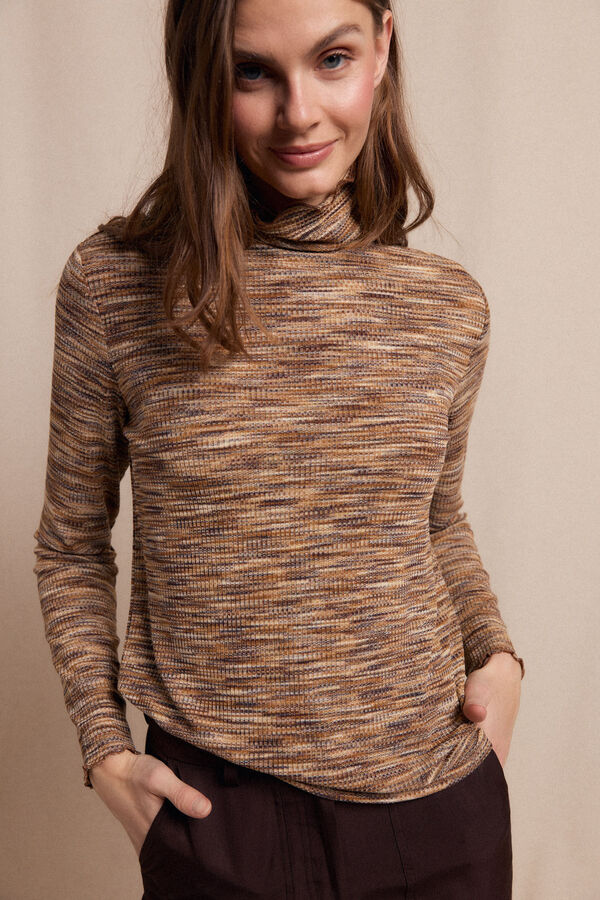 Slowlove Camiseta cuello alto melange Dorado