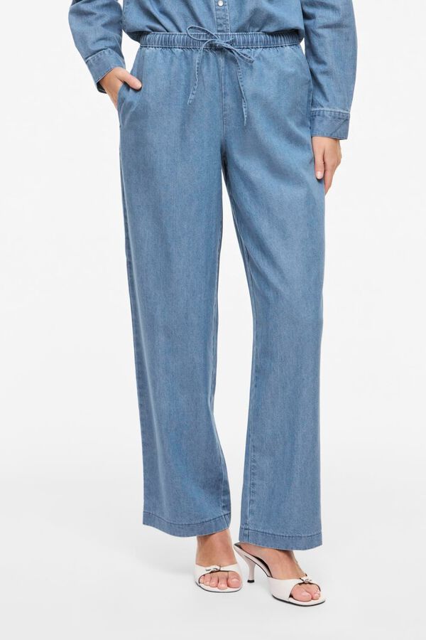 Vila Pantal&oacute;n Lyocell con cintura el&aacute;stica Azul