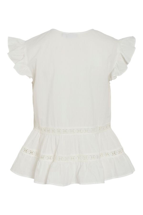 Vila Blusa de algod&oacute;n org&aacute;nico con mangas de volantes Blanco