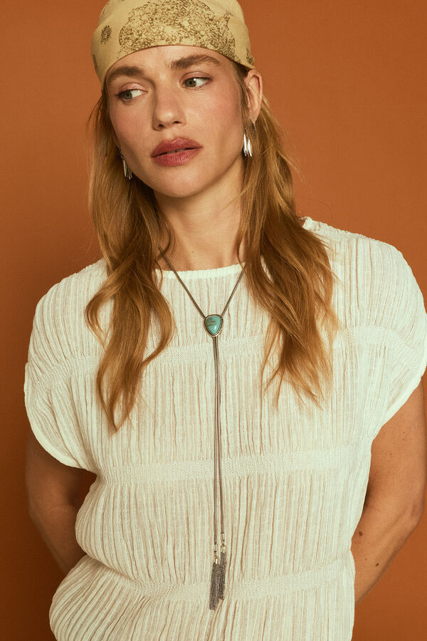 Slowlove Collar largo piedra Gris