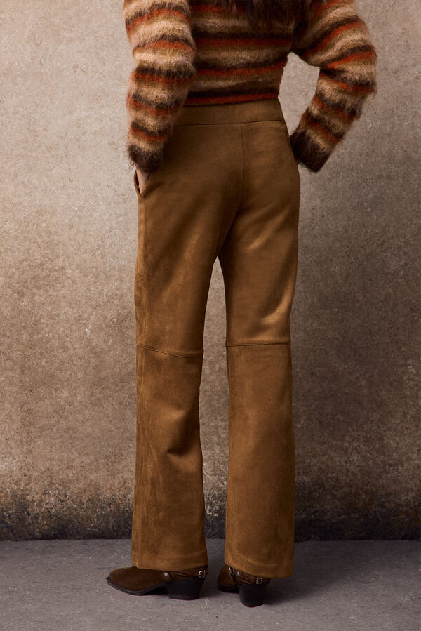 Slowlove Pantal&oacute;n recto de antelina Beige