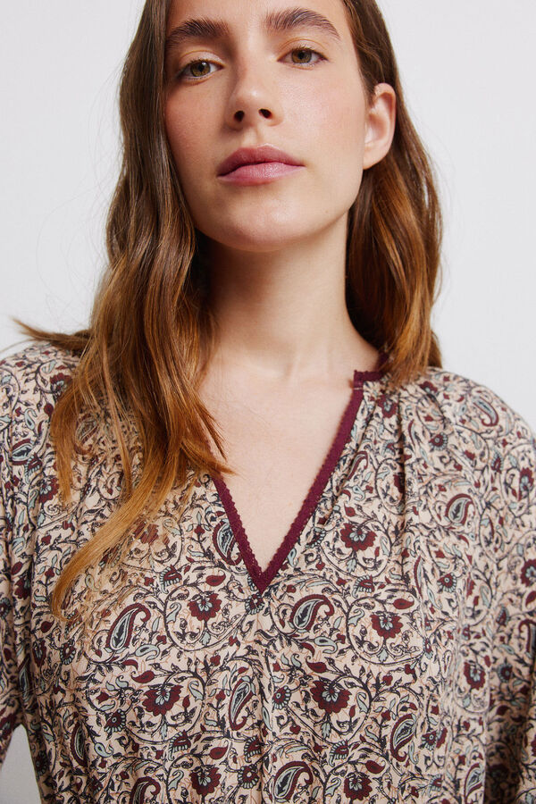 Vila Vestido midi estampado cachemir Estampado beige