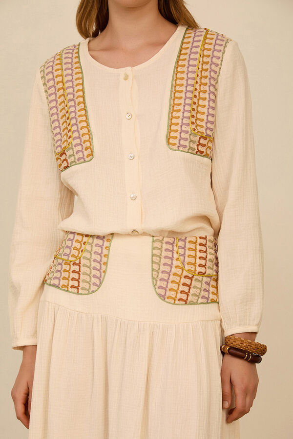 Meisie Blusa bimateria con pa&ntilde;uelo Blanco