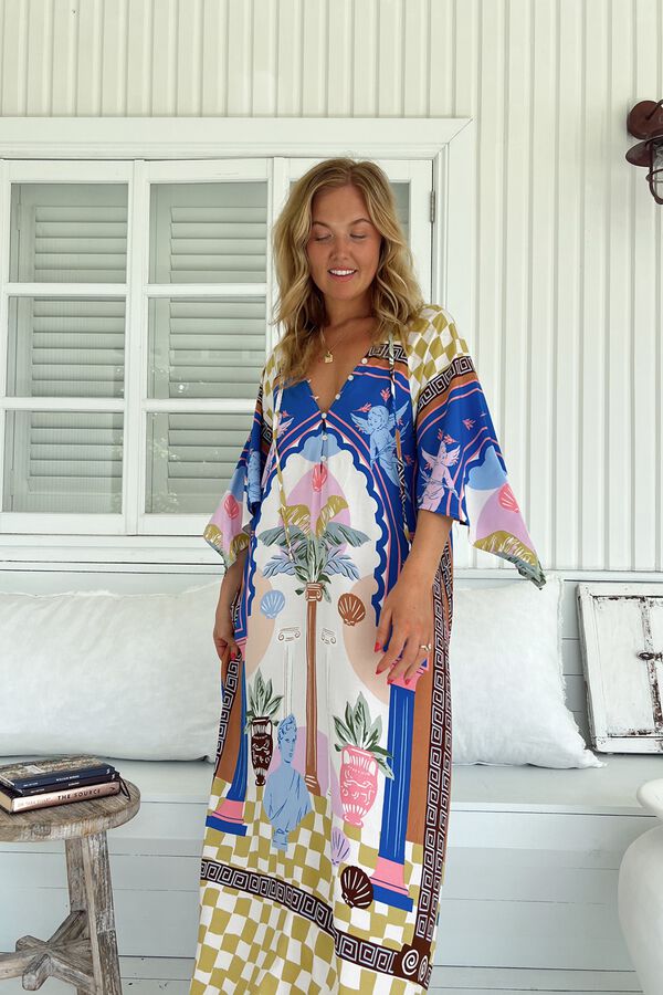 Jaase Vestido largo kaft&aacute;n Multicolor