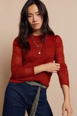 Slowlove Top manga larga estructura rústica Naranja