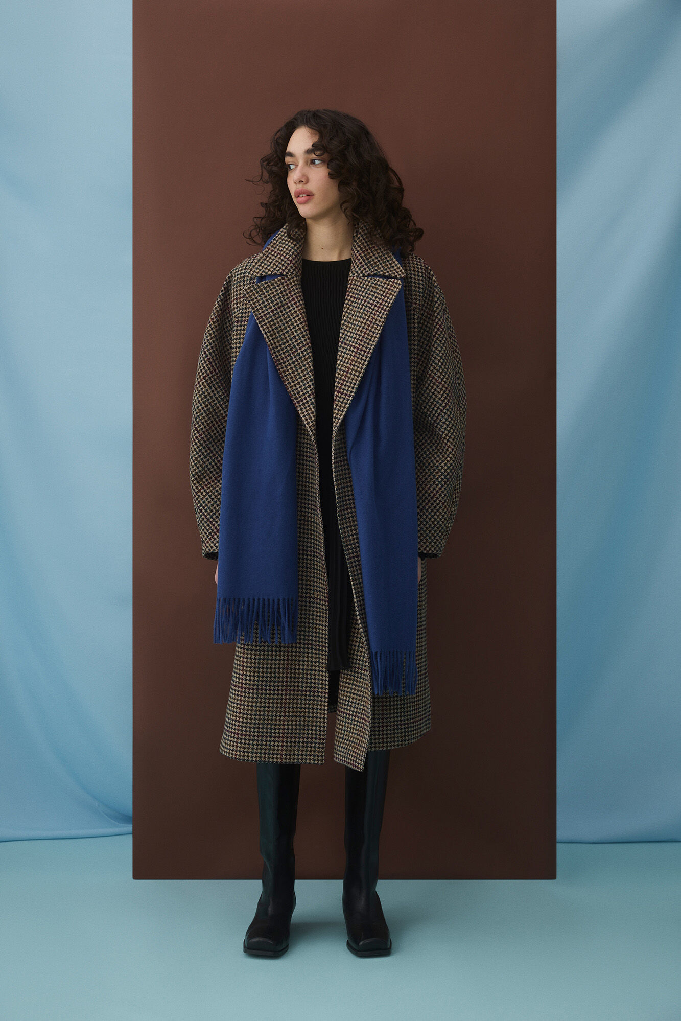 Vila Abrigo largo de lana con cuadros