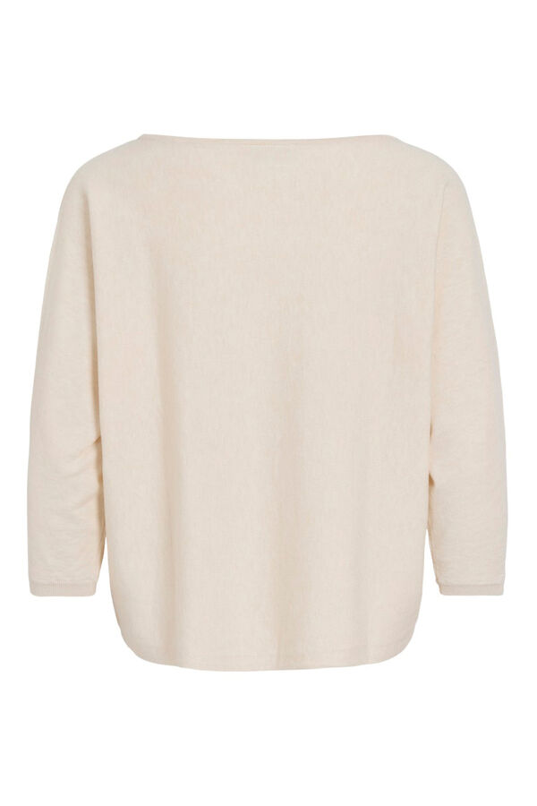 Vila Jersey fino cuello barco Beige