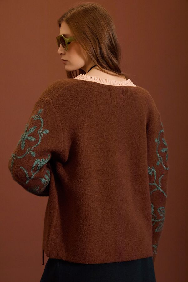 Meisie C&aacute;rdigan con lazos bordados Estampado beige