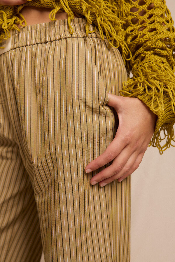 Slowlove Pantalón de rayas pijamero Estampado verde