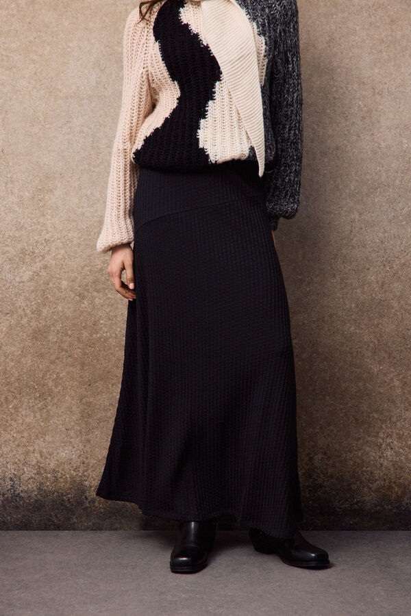 Slowlove Falda capa de punto Negro