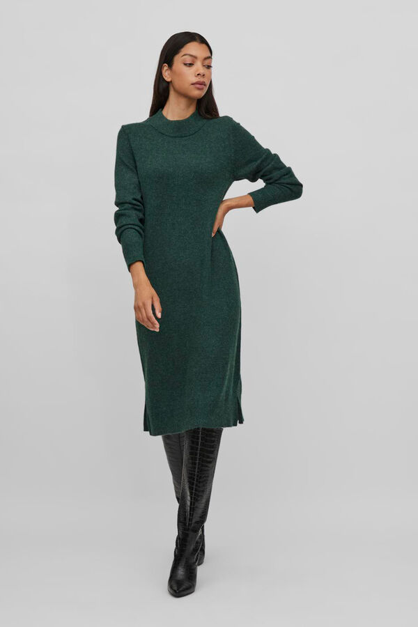 Vila Vestido de punto con viscosa Verde oscuro