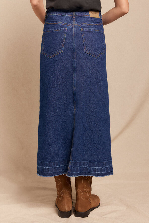 Slowlove Falda Larga Vaquera Azul