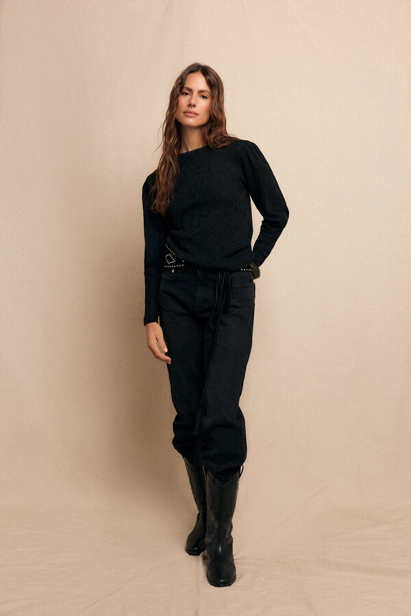 Slowlove Top estructura frunce Negro