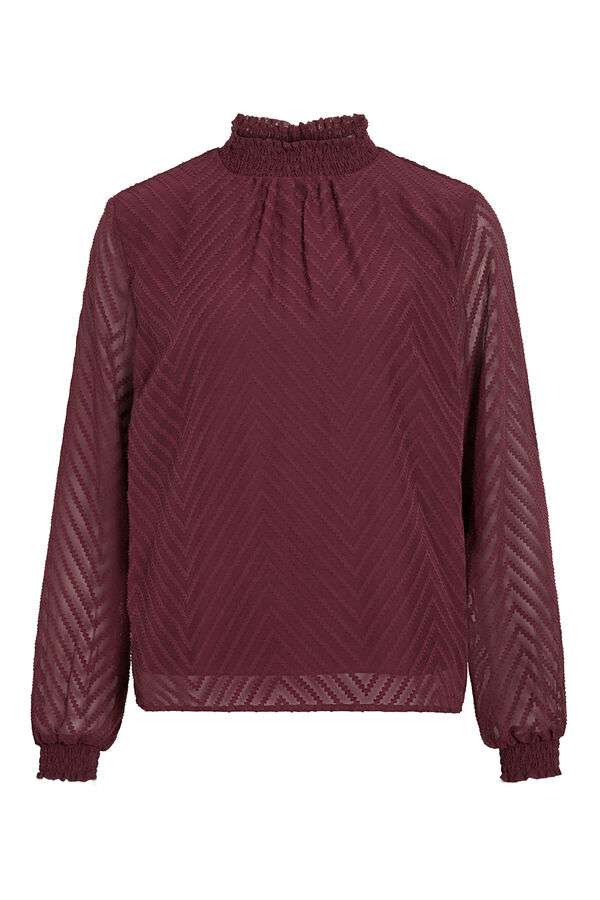 Vila Blusa de manga larga con cuello alto Granate