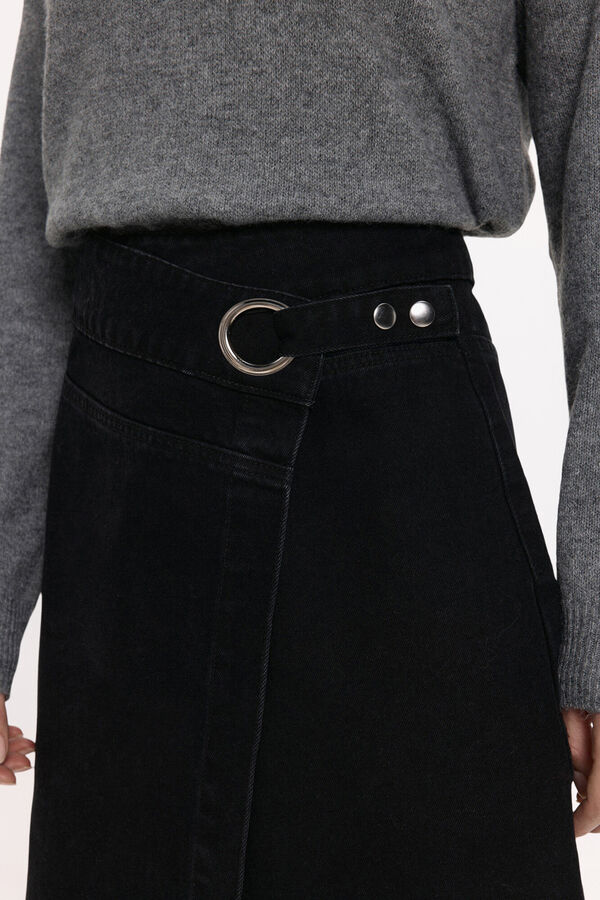Vila Falda vaquera midi Negro