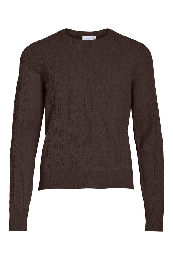 Vila Jersey de punto con detalle trenzado Marr&oacute;n oscuro