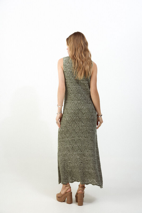 Slowlove Vestido largo calado Kaki