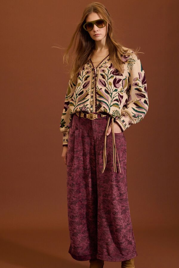 Meisie C&aacute;rdigan jacquard floral Estampado beige