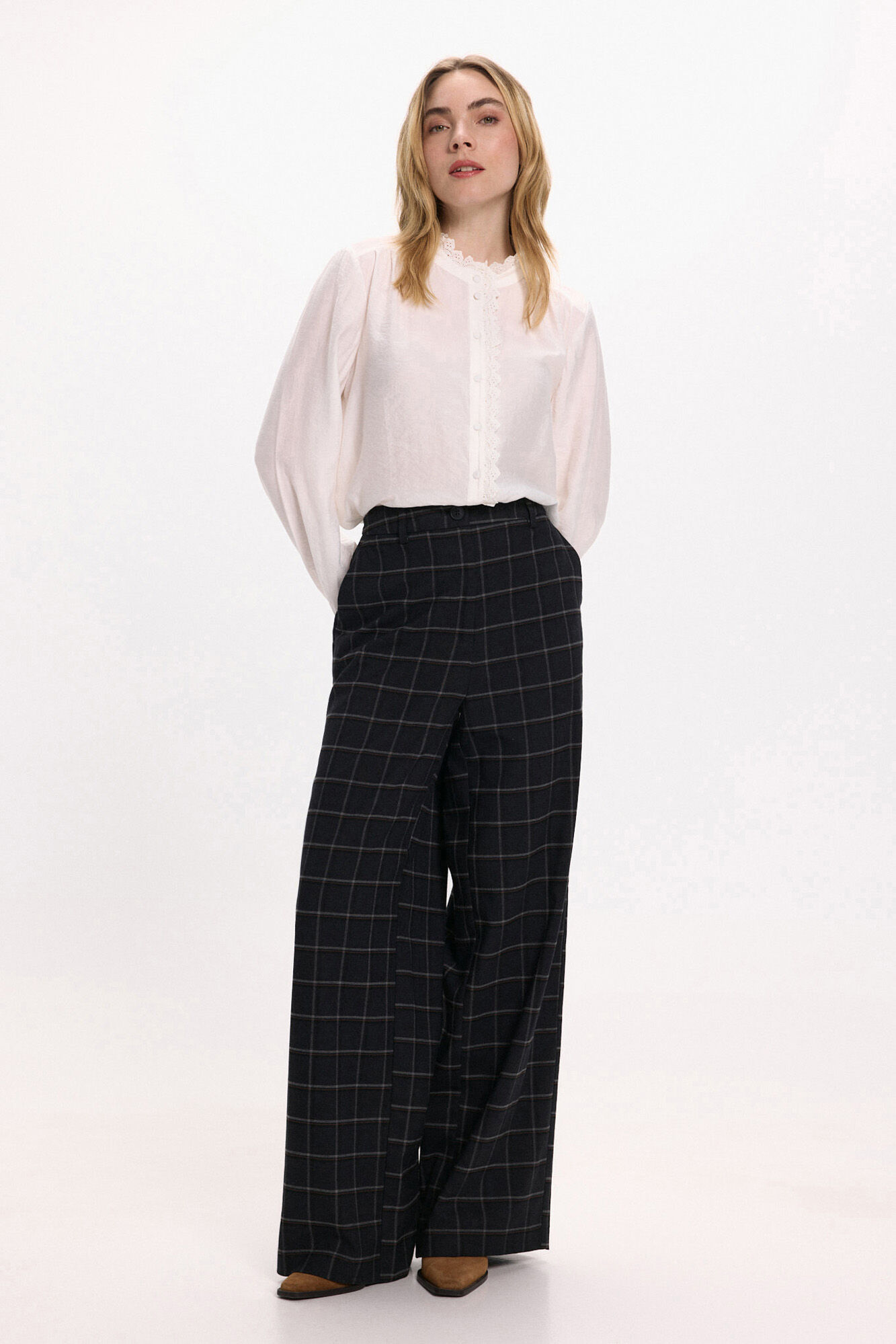 Vila Pantal&oacute;n de vestir de cuadros con viscosa