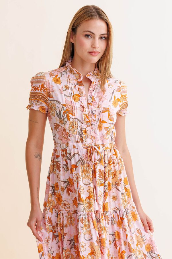Jaase Vestido largo Rina Estampado naranja