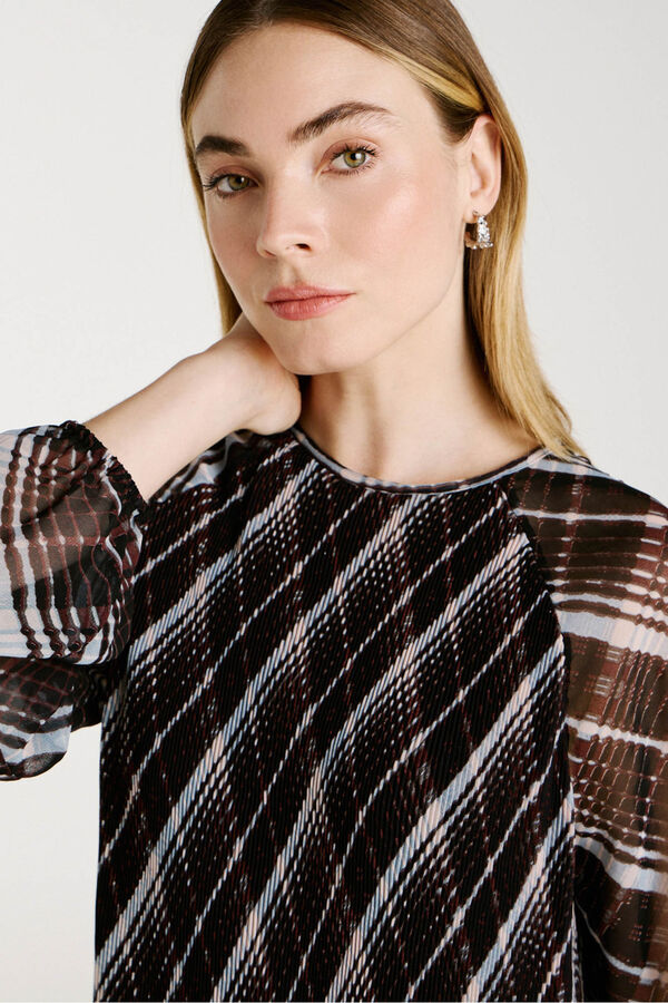 Vila Vestido corto de gasa plisado Negro