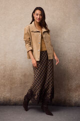 Slowlove Falda midi de cuadros Estampado marr&oacute;n