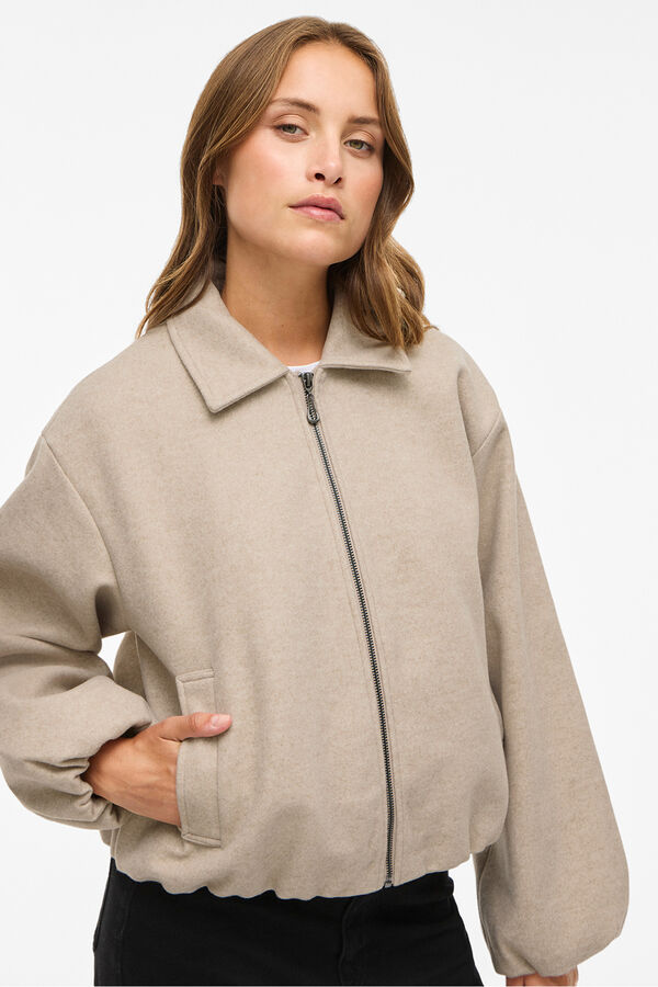 Vila Chaqueta con mangas globo Beige