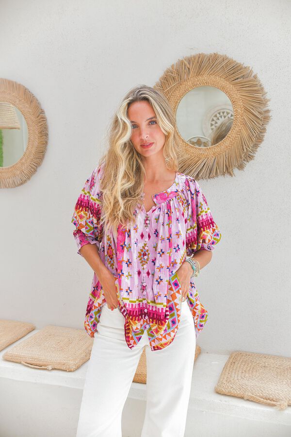 Jaase Blusa mangas abullonadas Rosa