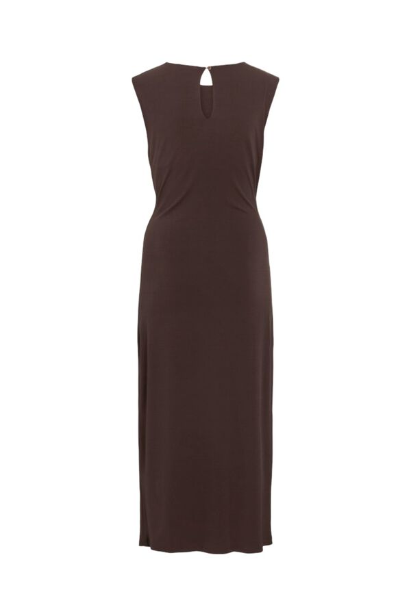 Vila Vestido midi con aplique Marr&oacute;n oscuro