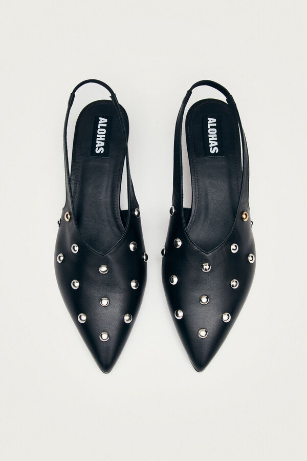 Alohas Zapatos de tac&oacute;n de cuero Eros Studs Negro