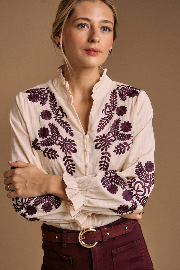 Pol&iacute;n Et Moi Blusa bordados Teresa Estampado blanco