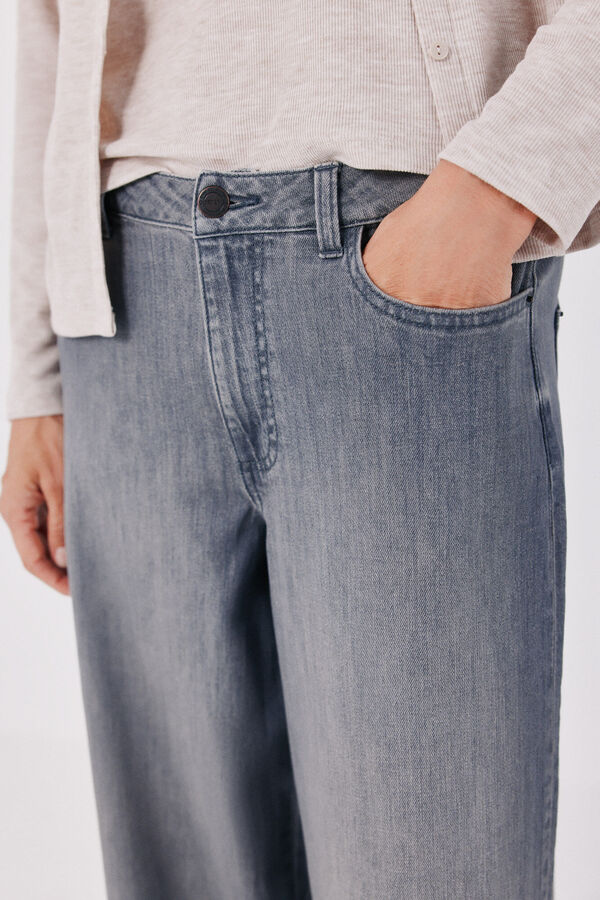 Cortefiel Jeans Wide Leg Gris oscuro