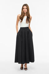 Vila Falda larga con vuelo de algod&oacute;n org&aacute;nico Negro