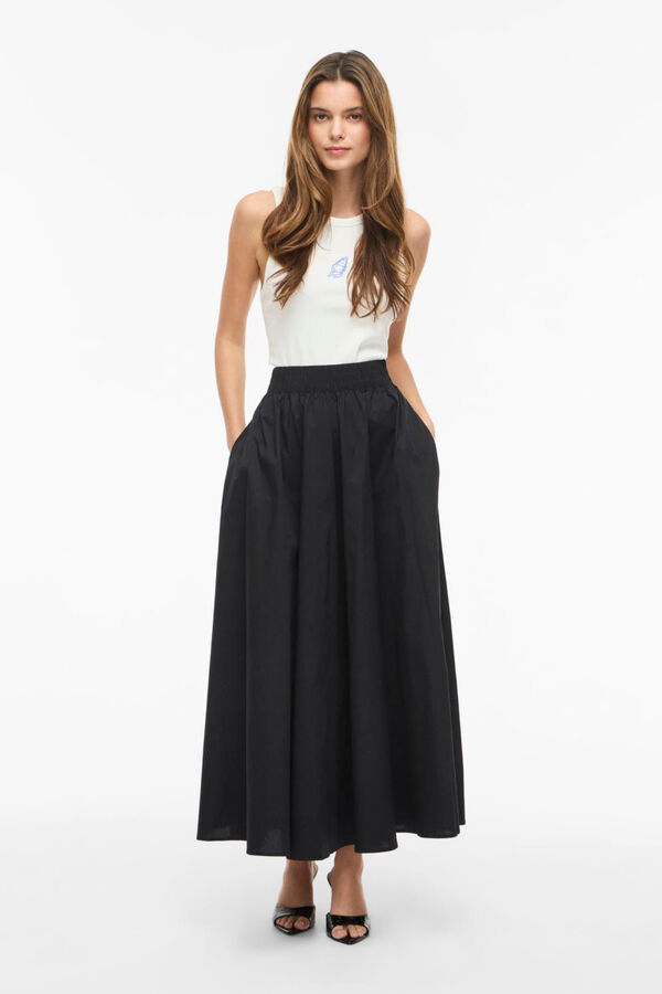 Vila Falda larga con vuelo de algod&oacute;n org&aacute;nico Negro