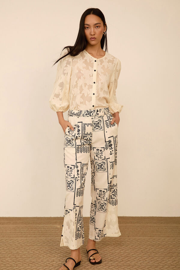 Meisie Pantal&oacute;n estampado bimateria Estampado blanco