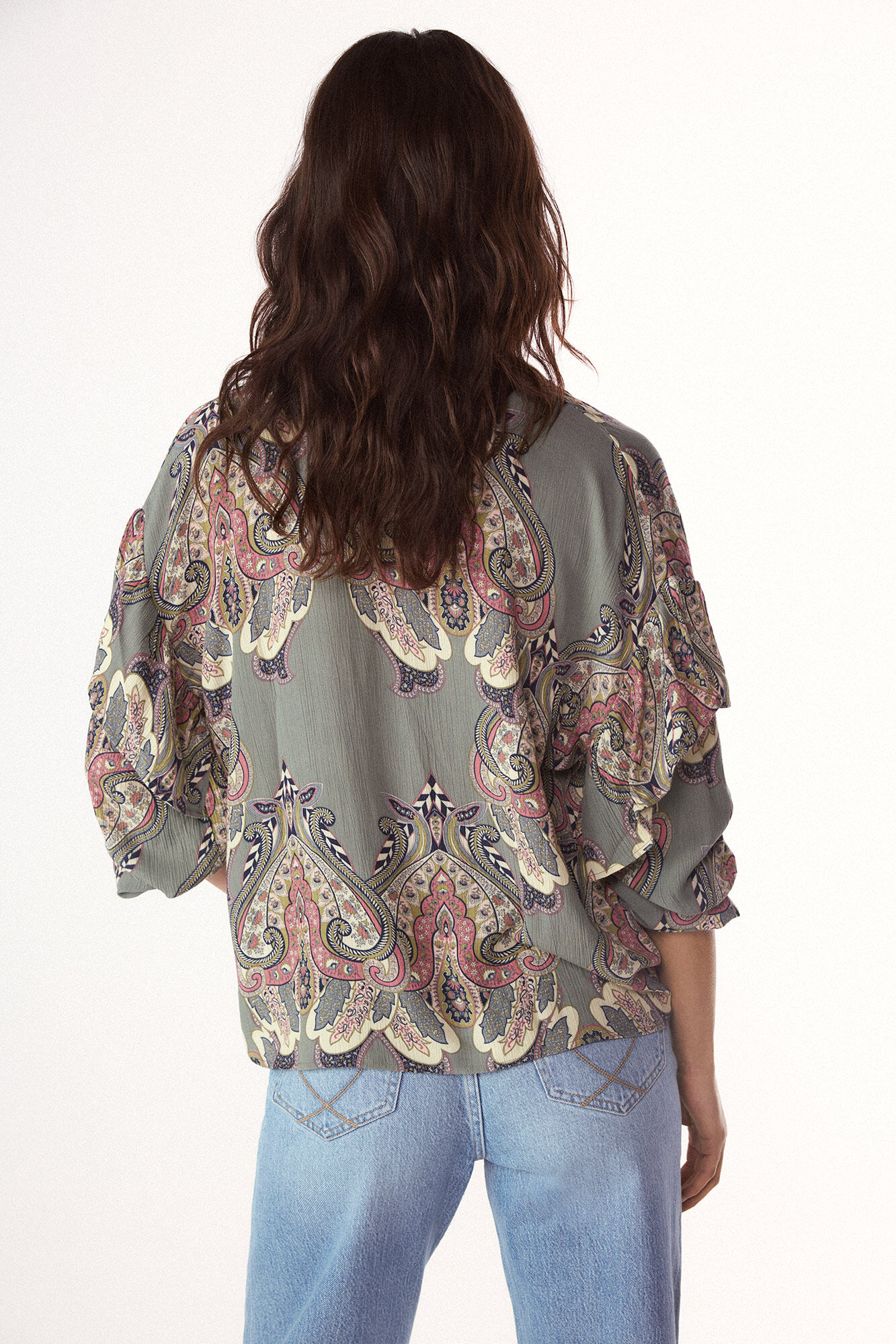 Slowlove Blusa estampada volante