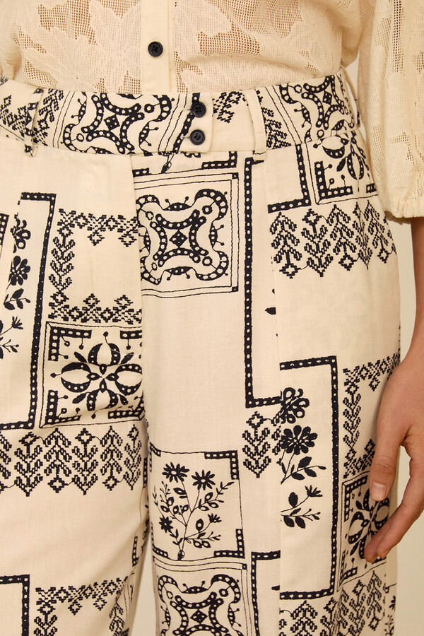 Meisie Pantal&oacute;n estampado bimateria Estampado blanco
