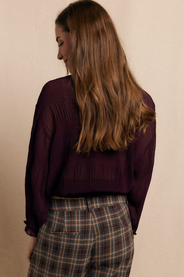 Slowlove Blusa fruncida Granate