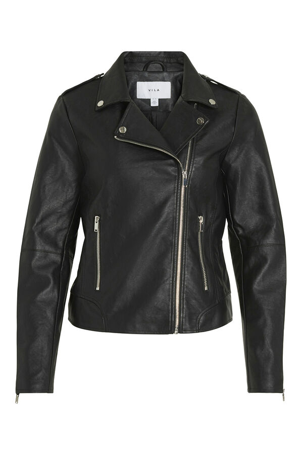 Vila Chaqueta biker polipiel Negro