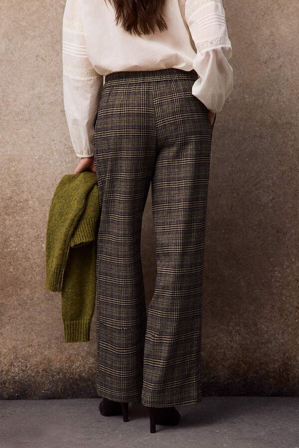 Slowlove Pantal&oacute;n de cuadros Estampado gris