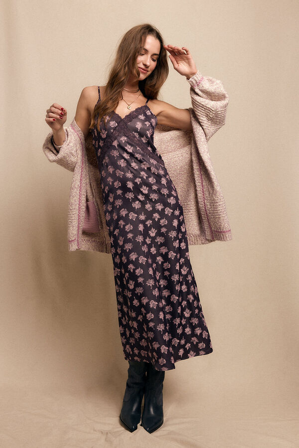 Slowlove Vestido lencero Estampado morado