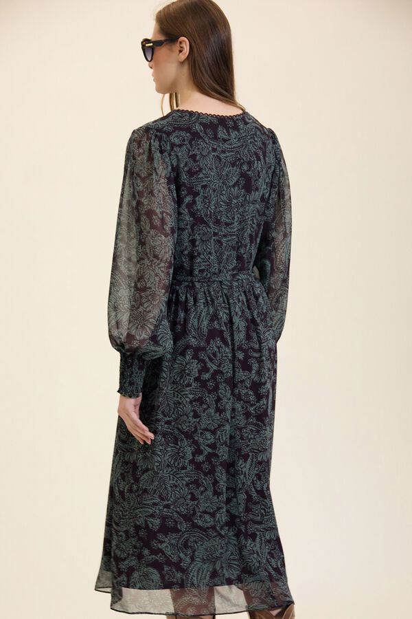 Meisie Vestido largo de gasa con estampado floral Estampado turquesa
