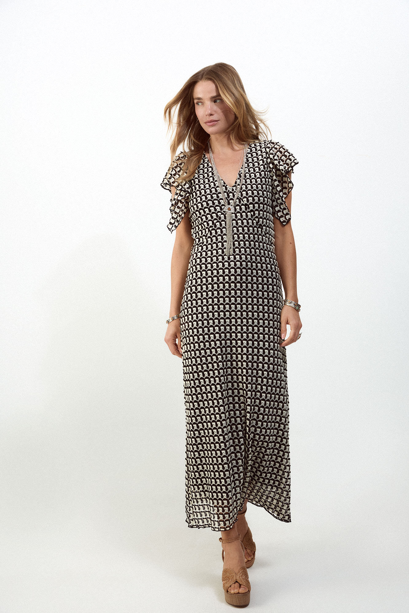 Cortefiel Vestido estructura multicolor Negro
