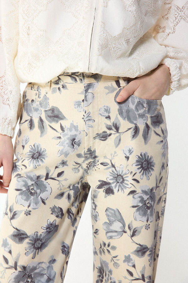 Slowlove Jeans recto flores Multicolor