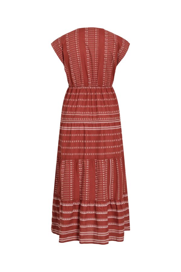 Vila Vestido midi de algod&oacute;n org&aacute;nico con estampado &eacute;tnico Coral