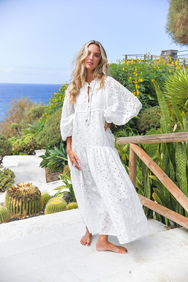 Jaase Vestido largo algod&oacute;n Blanco