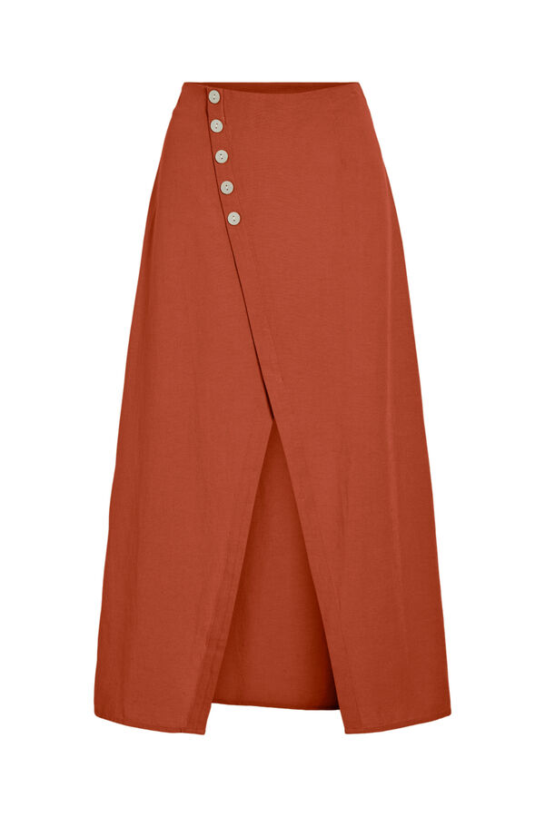 Vila Falda midi cruzada de lino Rojo