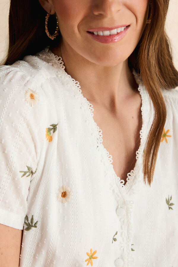 Pol&iacute;n Et Moi Camisa plumeti Gia Blanco
