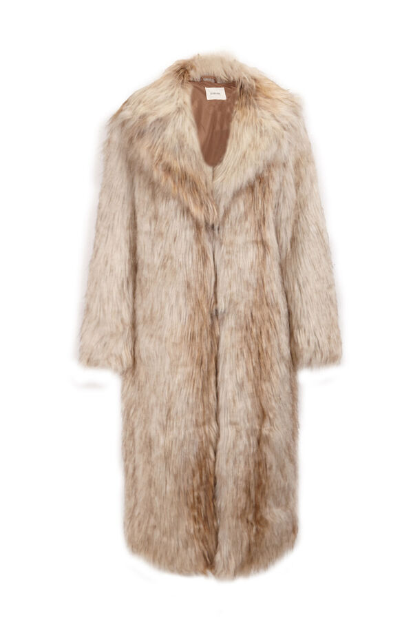Slowlove Abrigo largo efecto pelo Beige