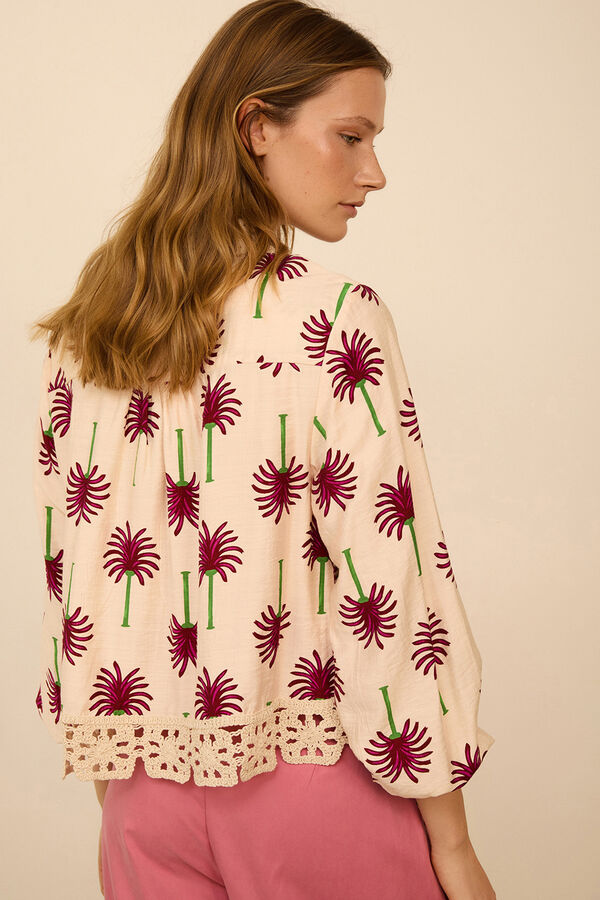 Meisie Camisa con estampado palmeras Estampado blanco